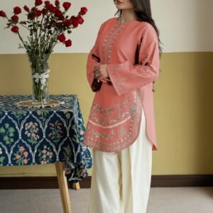 Grace Yellow 2PC Linen Co-Ord Set  Glamester(Embroidered)